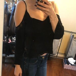 Black off the shoulder top, slit up side